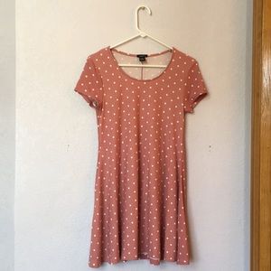 Pink Polka Dot Skater Style Dress